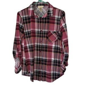 3/$20 Starlet Plaid Button Down Shirt - Pink and Black